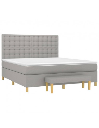 Giroletto a Molle con Materasso Grigio Chiaro160x200 cm Tessuto