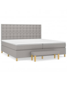 Giroletto a Molle con Materasso Grigio Chiaro 200x200cm Tessuto 2