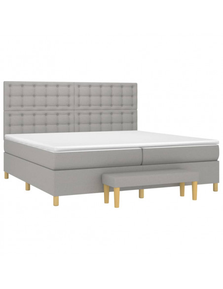 Giroletto a Molle con Materasso Grigio Chiaro 200x200cm Tessuto
