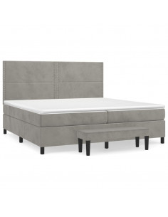 Giroletto a Molle con Materasso Grigio Chiaro 200x200cm Velluto 2