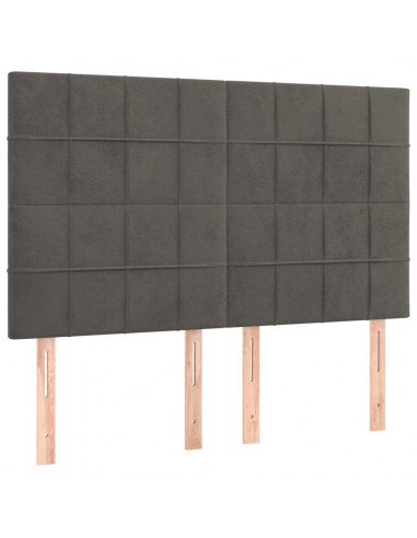 Giroletto a Molle con Materasso Grigio Scuro 140x190 cm Velluto