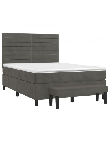 Giroletto a Molle con Materasso Grigio Scuro 140x190 cm Velluto