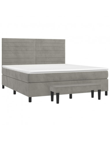 Giroletto a Molle con Materasso Grigio Chiaro 160x200cm Velluto