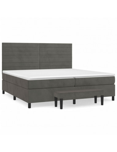 Giroletto a Molle con Materasso Grigio Scuro 200x200 cm Velluto