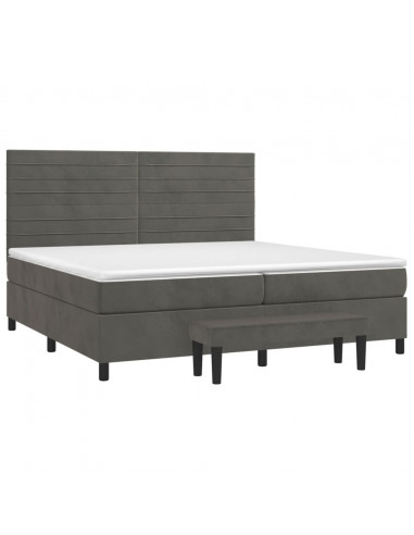 Giroletto a Molle con Materasso Grigio Scuro 200x200 cm Velluto