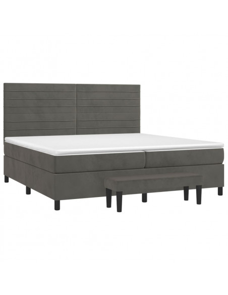 Giroletto a Molle con Materasso Grigio Scuro 200x200 cm Velluto