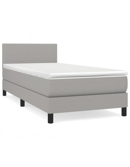 Giroletto a Molle con Materasso Grigio Chiaro 80x200 cm Tessuto