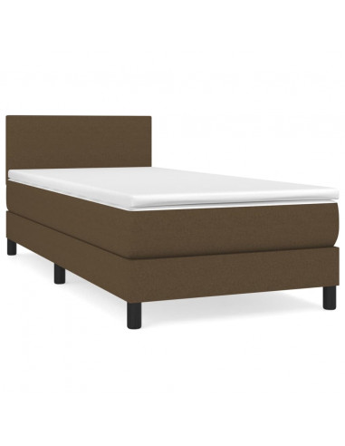 Giroletto a Molle con Materasso Marrone Scuro 90x190cm Tessuto