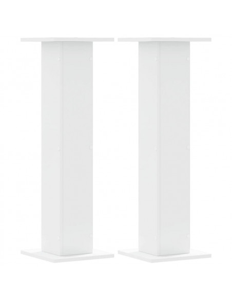 Supporti Altoparlanti 2 pz Bianchi 30x30x95cm Legno Multistrato