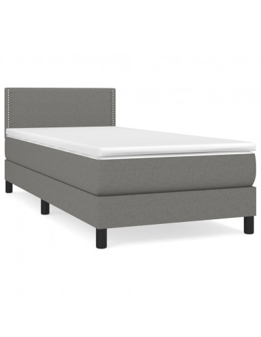 Giroletto a Molle con Materasso Grigio Scuro 80x200 cm Tessuto