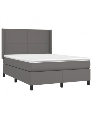 Giroletto Molle con Materasso e LED Grigio 140x200cm Similpelle