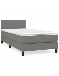 Giroletto a Molle con Materasso Grigio Scuro 90x190 cm Tessuto 2