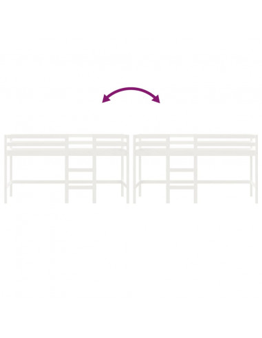 Letto Soppalco con Scala Bambini Bianco 80x200cm Massello Pino