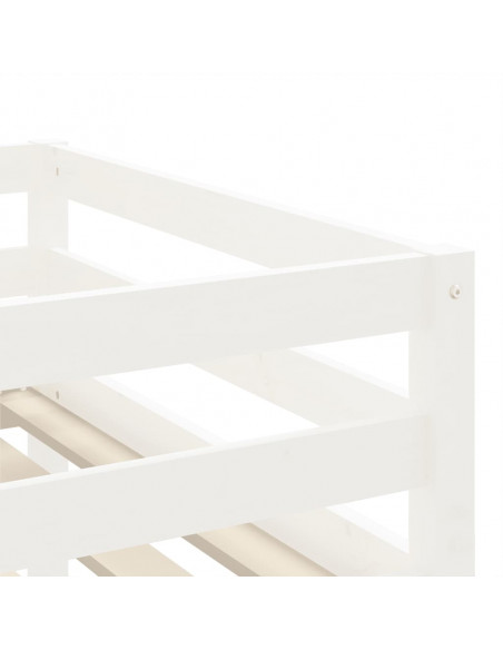 Letto Soppalco con Scala Bambini Bianco 80x200cm Massello Pino