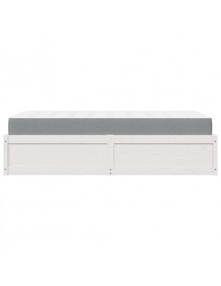 Letto con Materasso Bianco 90x190 cm in Legno Massello di Pino