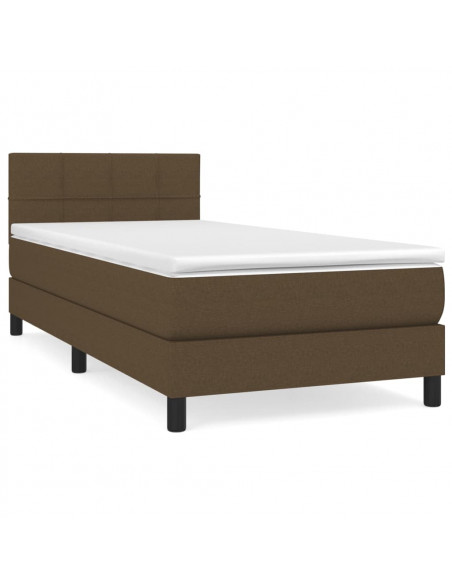 Giroletto a Molle con Materasso Marrone Scuro 90x190cm Tessuto