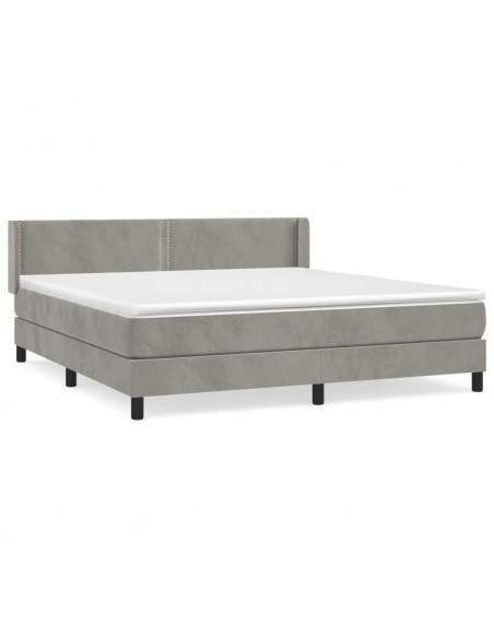 Giroletto a Molle con Materasso Grigio Chiaro 160x200cm Velluto