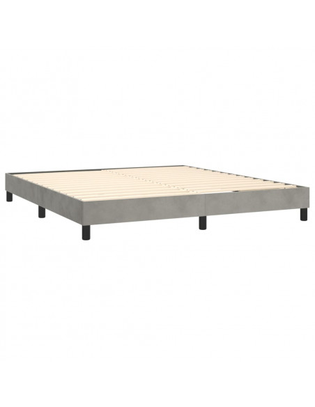 Giroletto a Molle con Materasso Grigio Chiaro 160x200cm Velluto