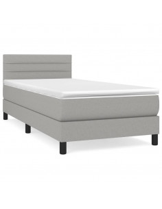 Giroletto a Molle con Materasso Grigio Chiaro100x200 cm Tessuto 2