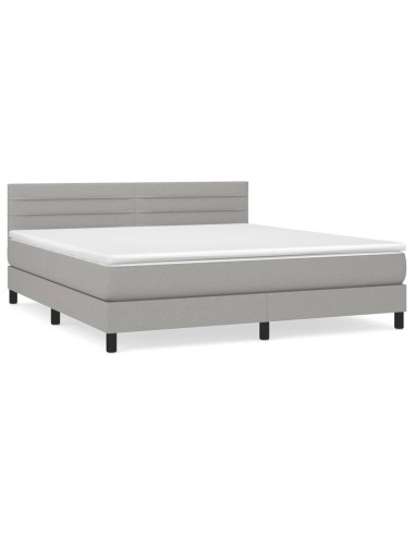 Giroletto a Molle con Materasso Grigio Chiaro160x200 cm Tessuto