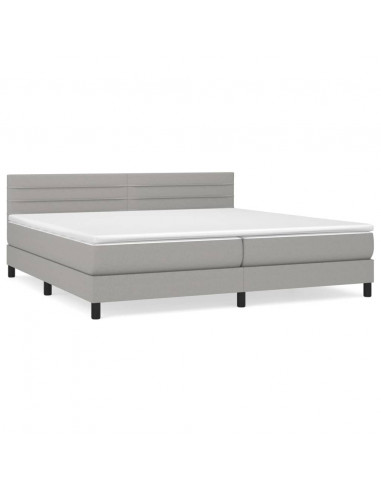 Giroletto a Molle con Materasso Grigio Chiaro 200x200cm Tessuto