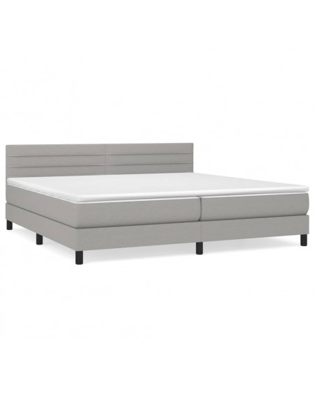 Giroletto a Molle con Materasso Grigio Chiaro 200x200cm Tessuto
