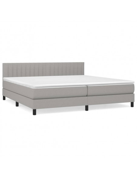 Giroletto a Molle con Materasso Grigio Chiaro 200x200cm Tessuto