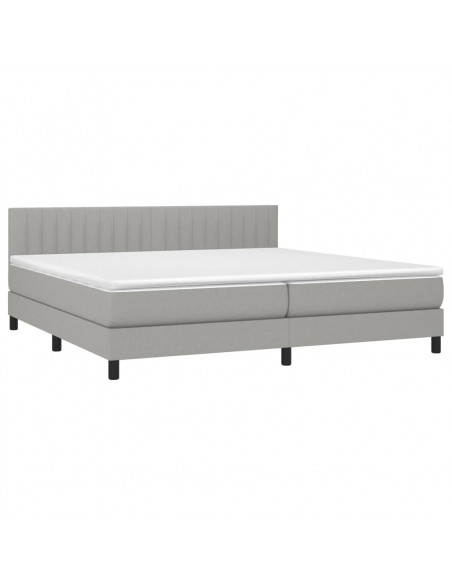 Giroletto a Molle con Materasso Grigio Chiaro 200x200cm Tessuto