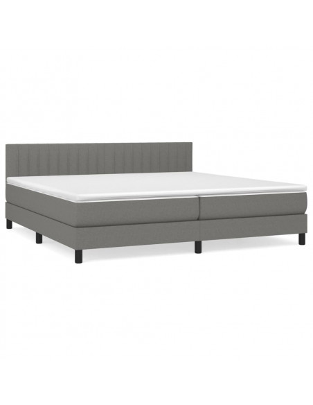 Giroletto a Molle con Materasso Grigio Scuro 200x200 cm Tessuto