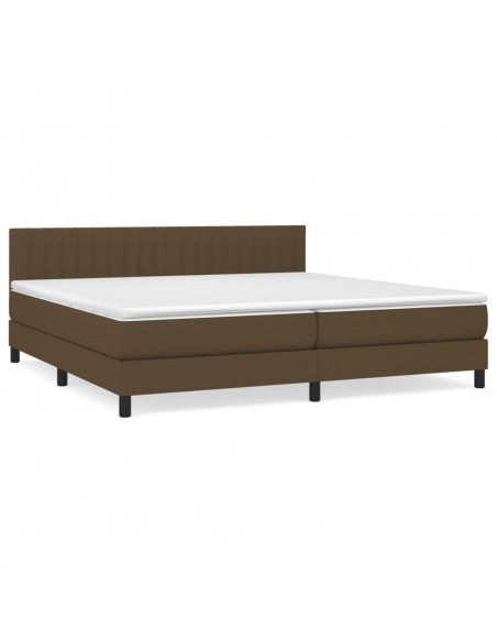 Giroletto a Molle con Materasso Marrone Scuro 200x200cm Tessuto