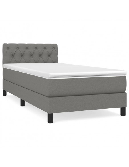 Giroletto a Molle con Materasso Grigio Scuro 80x200 cm Tessuto