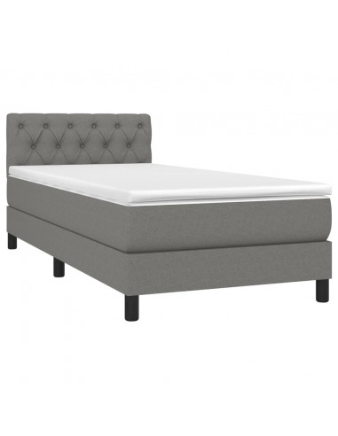 Giroletto a Molle con Materasso Grigio Scuro 80x200 cm Tessuto