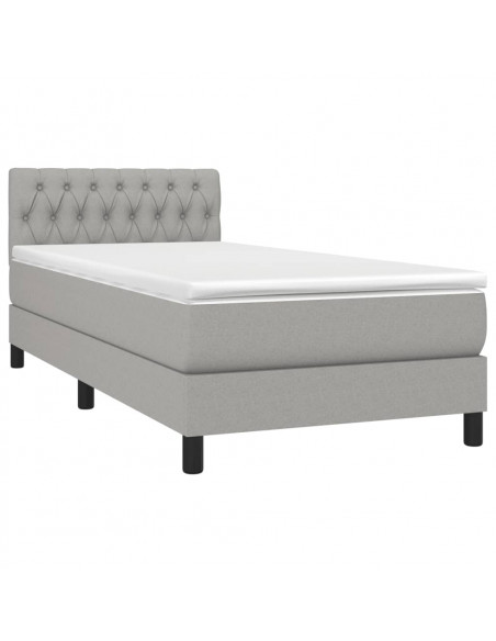 Giroletto a Molle con Materasso Grigio Chiaro100x200 cm Tessuto