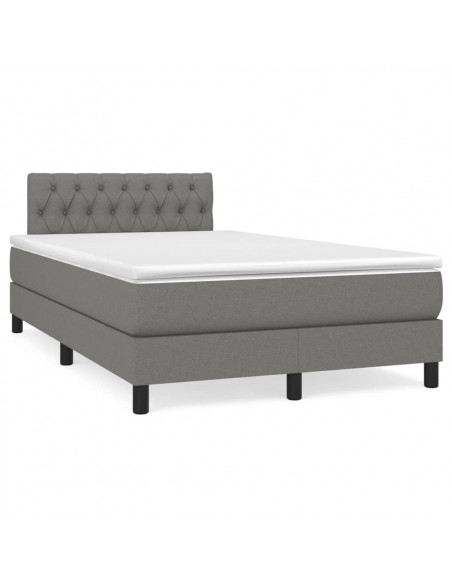 Giroletto a Molle con Materasso Grigio Scuro 120x200 cm Tessuto