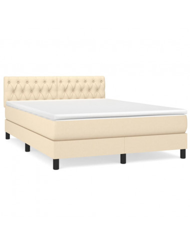 Giroletto a Molle con Materasso Crema 140x19 cm in Tessuto