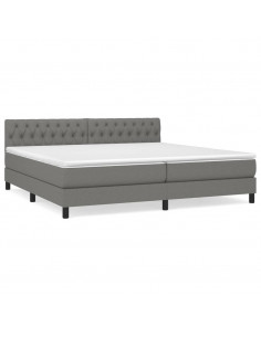 Giroletto a Molle con Materasso Grigio Scuro 200x200 cm Tessuto 2