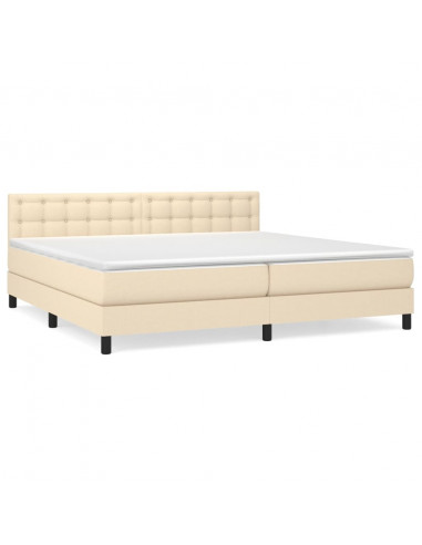 Giroletto a Molle con Materasso Crema 200x200 cm in Tessuto