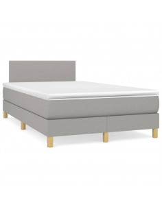 Giroletto a Molle con Materasso Grigio Chiaro 120x200cm Tessuto 2