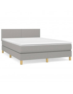 Giroletto a Molle con Materasso Grigio Chiaro 140x190cm Tessuto 2