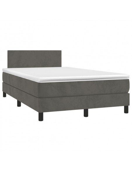 Giroletto a Molle con Materasso Grigio Scuro 120x200 cm Velluto