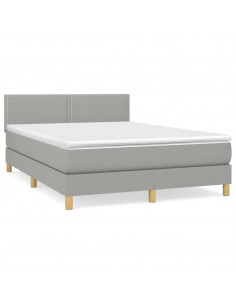 Giroletto a Molle con Materasso Grigio Chiaro 140x190cm Tessuto 2