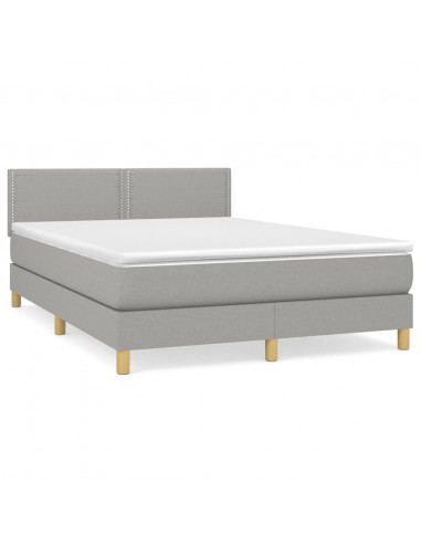 Giroletto a Molle con Materasso Grigio Chiaro 140x190cm Tessuto