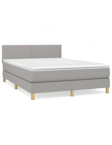 Giroletto a Molle con Materasso Grigio Chiaro 140x200cm Tessuto