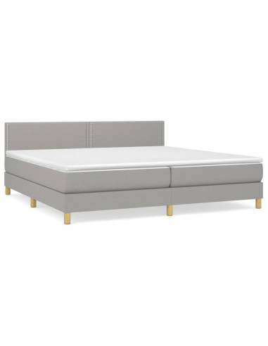 Giroletto a Molle con Materasso Grigio Chiaro 200x200cm Tessuto