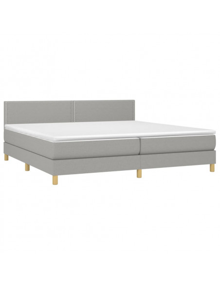 Giroletto a Molle con Materasso Grigio Chiaro 200x200cm Tessuto