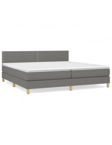 Giroletto a Molle con Materasso Grigio Scuro 200x200 cm Tessuto