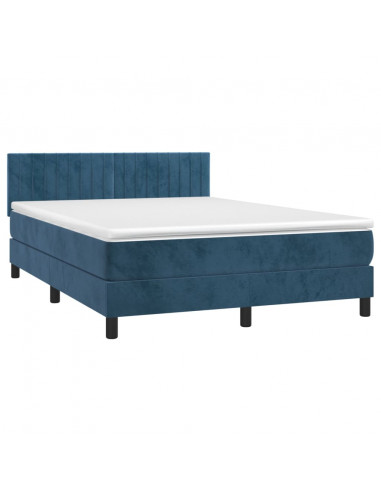 Giroletto a Molle con Materasso Blu Scuro 140x190 cm in Velluto