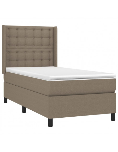 Letto a Molle con Materasso e LED Tortora 90x200 cm in Tessuto