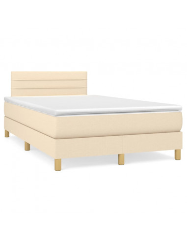 Giroletto a Molle con Materasso Crema 120x200 cm in Tessuto