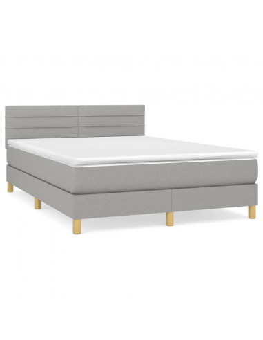 Giroletto a Molle con Materasso Grigio Chiaro 140x190cm Tessuto